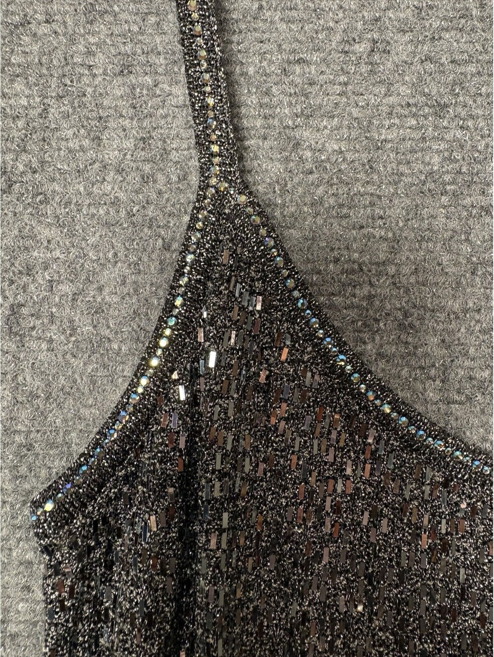 1990s St. John Couture, Silver Sequin, Body Con Dress, Size 8 0186 - Picture 2 of 4